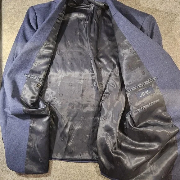 Vintage Ralph Lauren Blazer Mens 52R Blue Wool Blend Lined Two Button Sport Coat